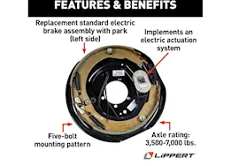 Lippert Electric Brake Assembly - 12"x2", Driver Side, 5-Bolt, 4000-7000 lb. Axle