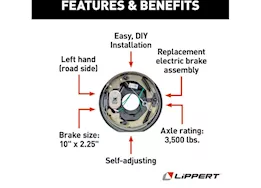 Lippert 10ftft x 2.25ft rh forward self-adjusting brakes, 4-bolt: 3500lbs axle (raw)
