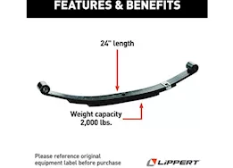 Lippert 3-leaf, double eye spring, 2000lb, 24in, 23.125in, 2.5in, 72-18