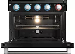 Lippert 17in rv 3-burner gas range w/glass door, 2-color led knob, stainless steel