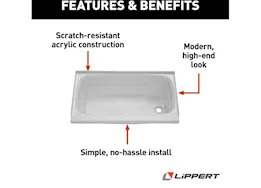 Lippert 24in x 36in bathtub; right drain - white