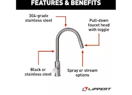 Lippert Stainless steel bullet pulldown faucet (retail box)