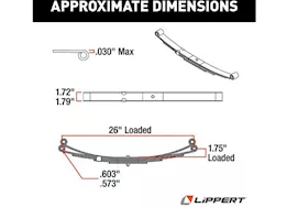 Lippert 4-leaf, double eye spring, 1750lb, 26in, 25.25in, 1.5in, 72-42