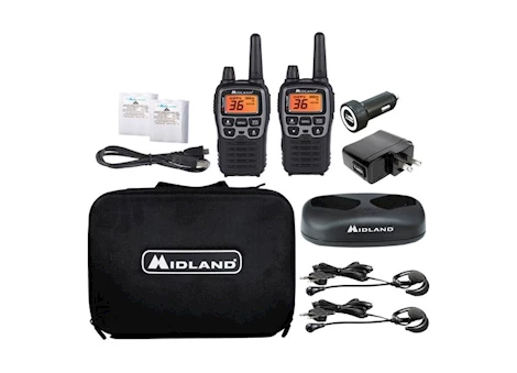 Midland Radio PAIR OF T77 FRS RADIOS IN CARRYING CASE + BOOM MICROPHONE HEADSETS