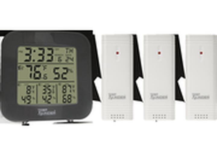 Valterra Products LLC TEMPMINDER 4-ZONE TEMPERATURE AND HUMIDITY STATION- 3 REMOTE WIRELESS SENSORS/INDOOR MONITOR