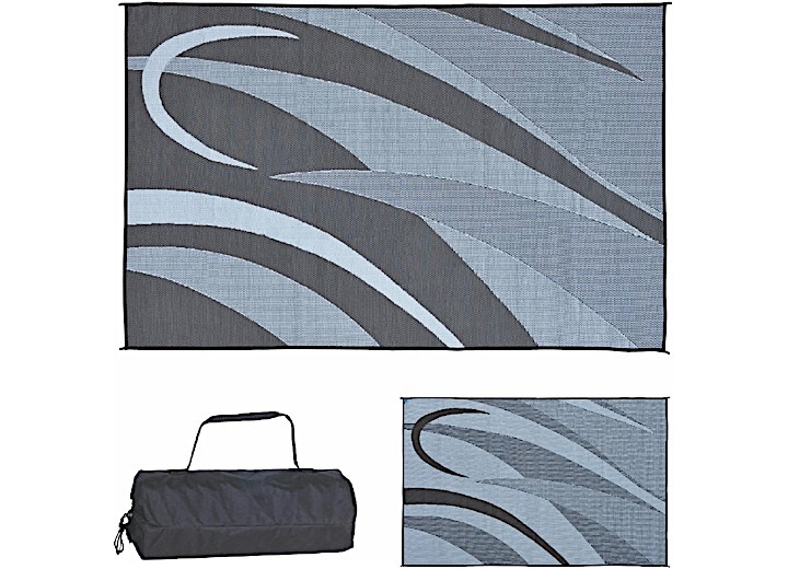 MING’S MARK STYLISH CAMPING 8 FT. X 12 FT. GRAPHIC MAT - BLACK/SILVER