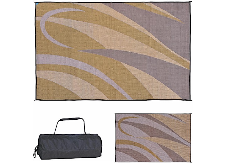 MING’S MARK STYLISH CAMPING 8 FT. X 12 FT. GRAPHIC MAT - BROWN/GOLD