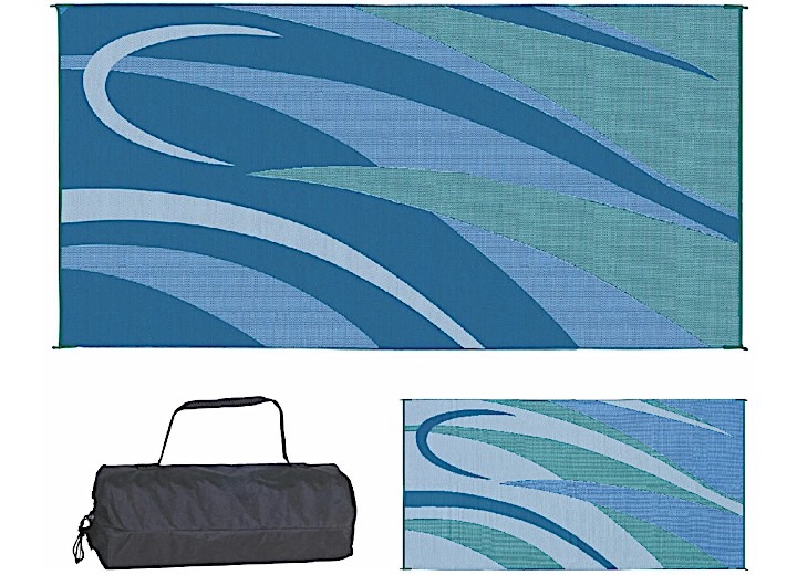 MING’S MARK STYLISH CAMPING 8 FT. X 16 FT. GRAPHIC MAT - BLUE/GREEN