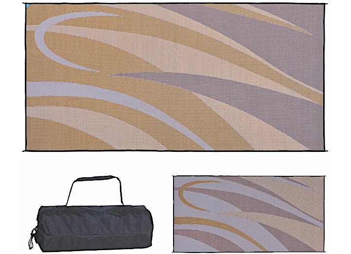 MING’S MARK STYLISH CAMPING 8 FT. X 16 FT. GRAPHIC MAT - BROWN/GOLD