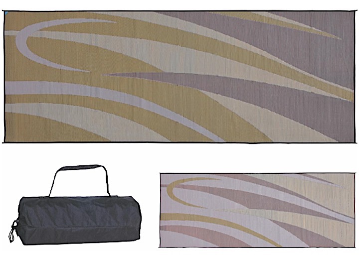 MING’S MARK STYLISH CAMPING 8 FT. X 20 FT. GRAPHIC MAT - BROWN/GOLD