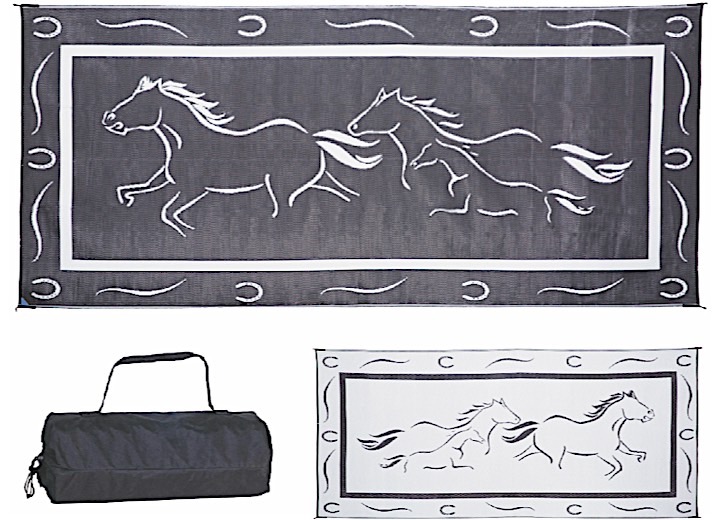 Ming’s Mark Stylish Camping 8 ft. x 18 ft. Galloping Horses - Black/White Main Image