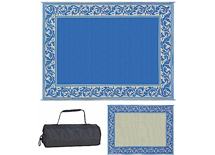 MING’S MARK STYLISH CAMPING 9 FT. X 12 FT. CLASSICAL MAT - BLUE/BEIGE