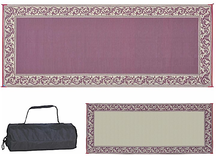 MING’S MARK STYLISH CAMPING 8 FT. X 20 FT. CLASSICAL MAT - BURGUNDY/BEIGE