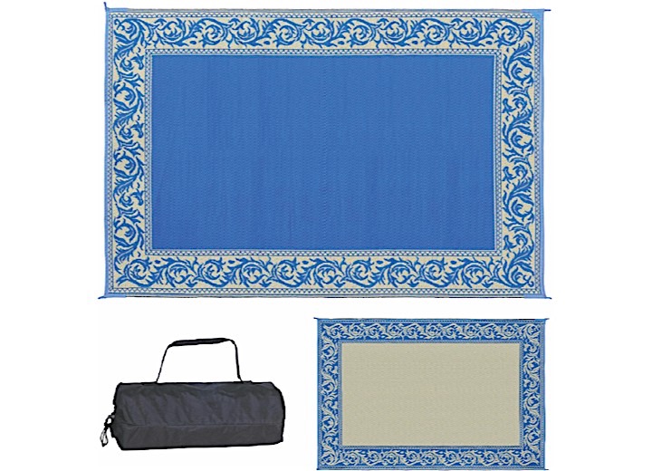 MING’S MARK STYLISH CAMPING 6 FT. X 9 FT. CLASSICAL MAT - BLUE/BEIGE