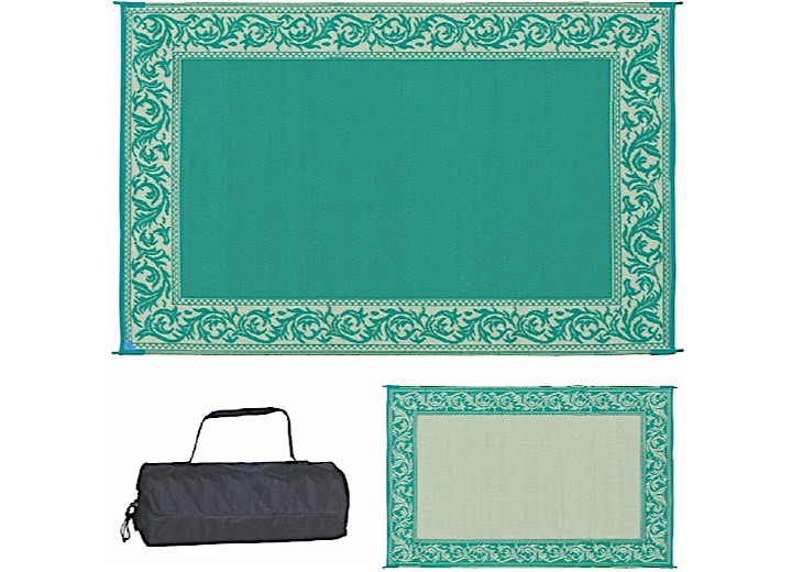 MING’S MARK STYLISH CAMPING 6 FT. X 9 FT. CLASSICAL MAT - GREEN/BEIGE