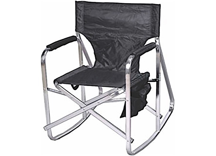 Ming’s Mark Stylish Camping Folding Rocking Director Chair with Side Pockets - Black