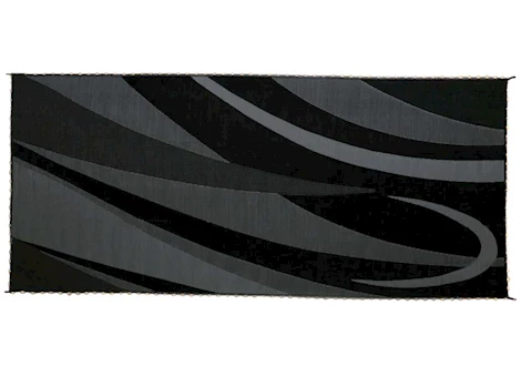 MG Innovative ILLUMINATED PATIO MAT FOR RV/HOME - BLACK SILVER SWIRL 8FT X 18FT