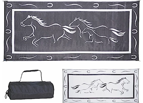 Ming’s Mark Stylish Camping 8 ft. x 18 ft. Galloping Horses - Black/White