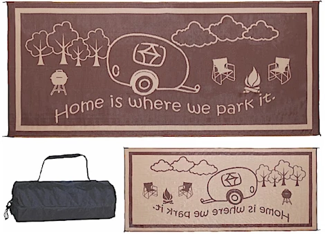 Ming’s Mark Stylish Camping 8 ft. x 18 ft. RV Home Mat - Brown/Beige