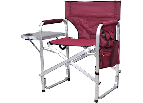 MG Innovative LIGHT WEIGHT FOLDING DIRECTOR CHAIR W/SIDE TABLE POCKETS - BURG