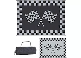 Ming’s Mark Stylish Camping 9 ft. x 12 ft. Racing Flag Mat - Black/White|RF9121