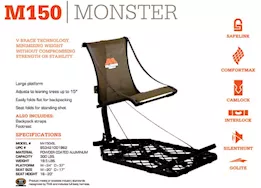 Millennium Treestands M150 Monster Hang On Tree Stand with Adjustable Seat Height