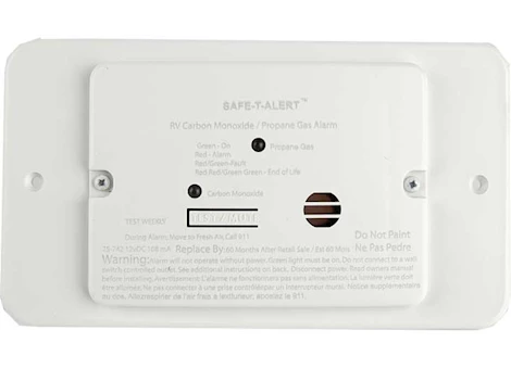 MTI Industries Combination carbon monoxide/propane alarm -white flush mount 12vdc hard wire