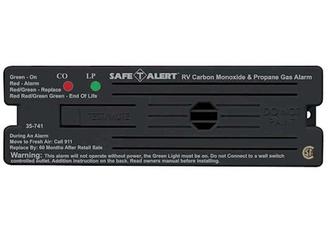 Safe-T-Alert 35 Series RV Dual CO/LP Alarm - Black, Surface Mount