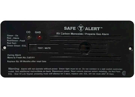 Safe-T-Alert 35 Series RV Dual CO/LP Alarm - Black, Flush Mount