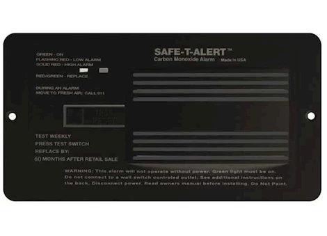 Safe-T-Alert 12VDC Hardwire Carbon Monoxide Alarm - Black, Flush Mount