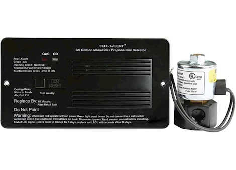 Safe-T-Alert 12 VDC Hard Wire Pro Dual CO / Propane Alarm with Valve Control Kit - Black, Flush Mount