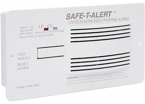 Safe-T-Alert 12 VDC Hard Wire Pro Dual CO / Propane Alarm with Valve Control Kit - White, Flush Mount