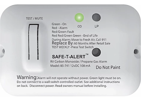 MTI Industries Combination carbon monoxide/propane alarm, slim-line blk surface mount 12vdc hard wire (wht)