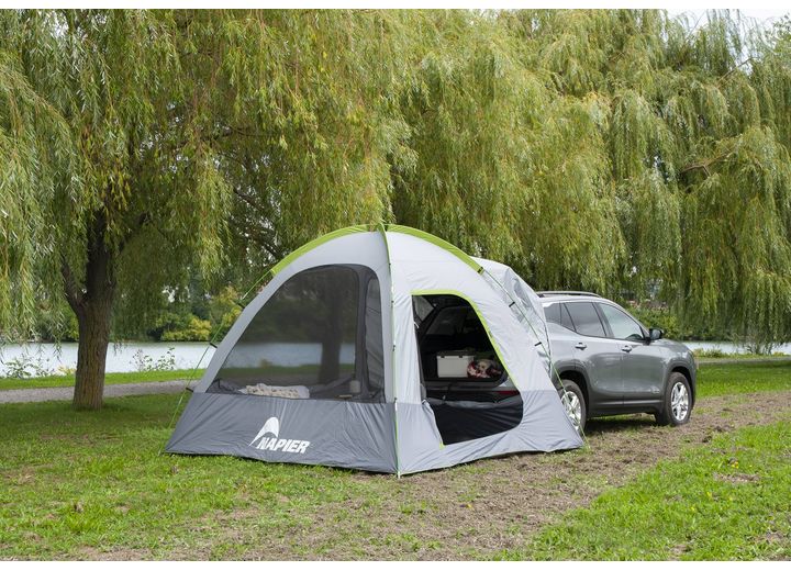 NAPIER BACKROADZ SUV TENT WILL FIT IF SUV NO TALLER THAN 80 FROM ROOF TO GROUND GREY/GREEN