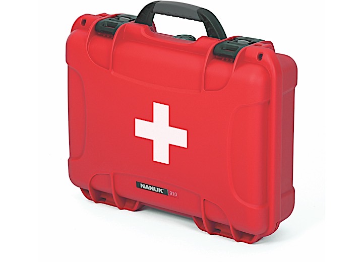 Nanuk 910 waterproof hard case 910 w/first aid logo - red, interior: 13.2 x 9.2 x 4.1in Main Image