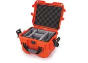 Nanuk 908 waterproof hard case w/padded divider - orange, interior: 9.5 x 7.5 x 7.5in