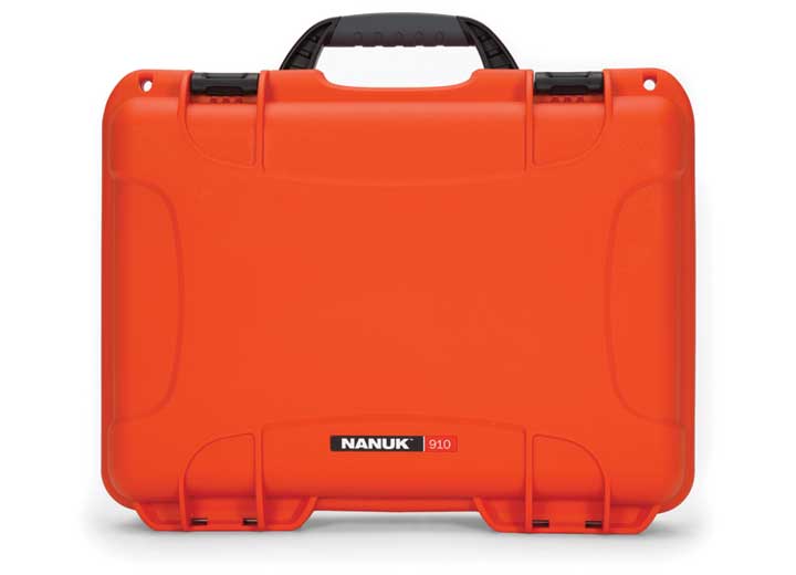 NANUK 910 WATERPROOF HARD CASE - ORANGE, INTERIOR: 13.2 X 9.2 X 4.1IN