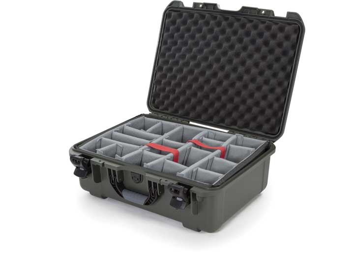 Nanuk 940 waterproof hard case w/padded divider - olive, interior: 20 x 14 x 8in