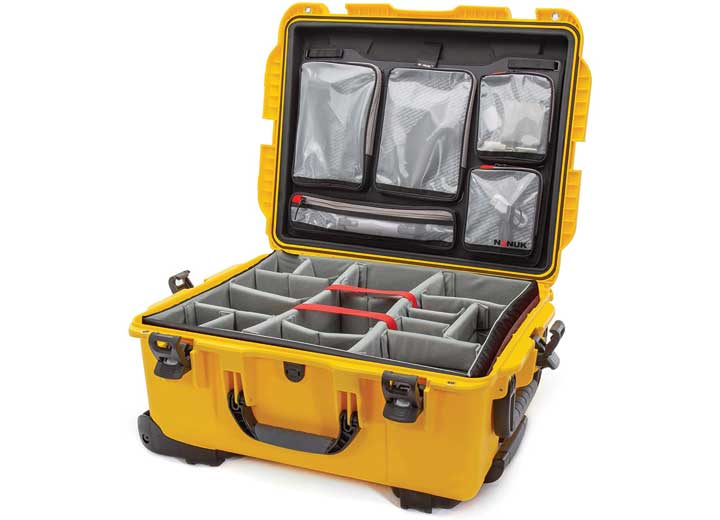Nanuk 955 waterproof hard case w/lid org. - w/divider - yellow, interior: 22 x 17 x 10.2in