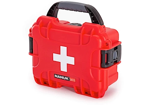 Nanuk 903 waterproof hard case 903 û w/first aid logo - red, interior: 7.4 x 4.9 x 3.1in Main Image