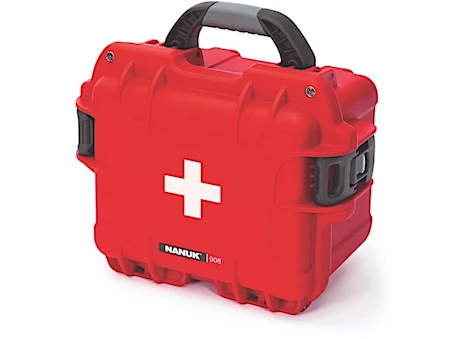 Nanuk 908 waterproof hard case 908 w/first aid logo - red, interior: 9.5 x 7.5 x 7.5in Main Image