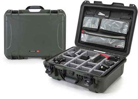 Nanuk 930 waterproof hard case w/lid org. - w/divider - olive, interior: 18 x 13 x 6.9in Main Image