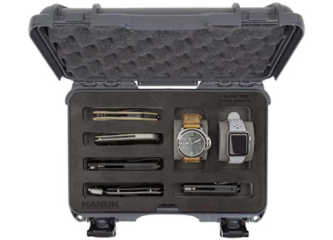 NANUK CASE W/FOAM INSERT FOR 2 WATCHES AND 5 KNIVES-GRAPHITE, INTERIOR: 11.4 X 7 X 3.7IN