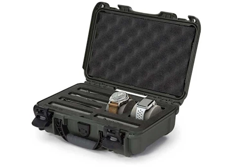 NANUK CASE W/FOAM INSERT FOR 2 WATCHES AND 5 KNIVES-OLIVE, INTERIOR: 11.4 X 7 X 3.7IN