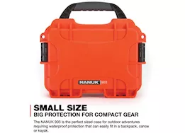Nanuk 903 waterproof hard case w/foam - orange, interior: 7.4 x 4.9 x 3.1in