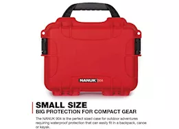 Nanuk 904 waterproof hard case w/foam - red, interior: 8.4 x 6 x 3.7in