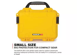 Nanuk 904 waterproof hard case w/foam - yellow, interior: 8.4 x 6 x 3.7in