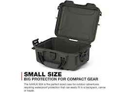 Nanuk 904 waterproof hard case - olive, interior: 8.4 x 6 x 3.7in