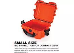Nanuk 905 waterproof hard case - orange, interior: 9.4 x 7.4 x 5.5in