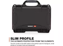 Nanuk 909 waterproof hard case w/foam - black, interior: 11.4 x 7 x 3.7in